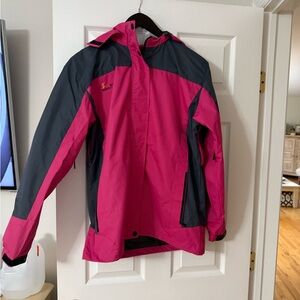 Wantdo Womens Waterproof Raincoat Pink/Grey Size Large